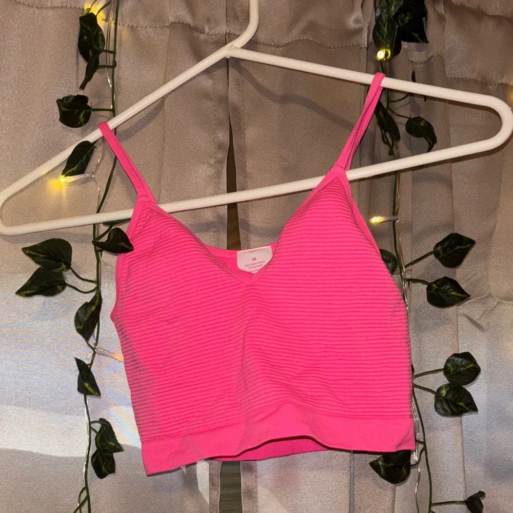 Pink Ribbed Crop Top - Picture 1 of 2
